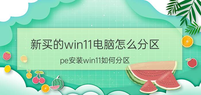 新买的win11电脑怎么分区 pe安装win11如何分区？